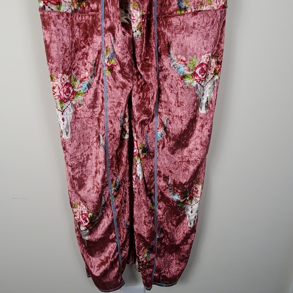 Autumn Teneyl Angel Pink Floral Jumpsuit Velour Sustainable Organic size Small - Picture 13 of 13